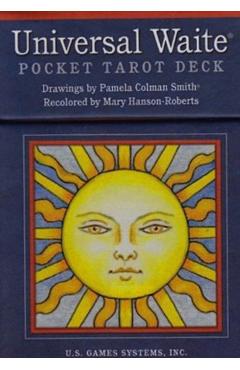 Coperta cărții 'Universal Waite(r) Pocket Tarot - Mary Hanson-Roberts'