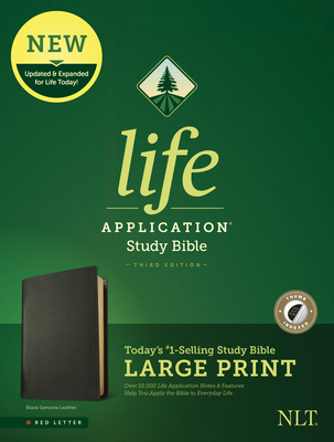 NLT Life Application Study Bible, Third Edition, Large Print (Red Letter, Genuine Leather, Black, Indexed) - Tyndale