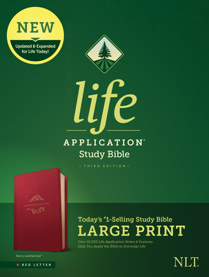 NLT Life Application Study Bible, Third Edition, Large Print (Red Letter, Leatherlike, Berry) - Tyndale