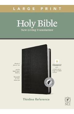 Poza produsului NLT Large Print Thinline Reference Bible, Filament Enabled Edition (Red Letter, Leatherlike, Black, Indexed) - Tyndale