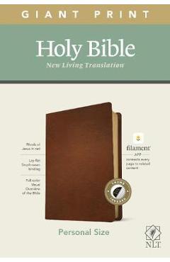 Coperta cărții 'NLT Personal Size Giant Print Bible, Filament Enabled Edition (Red Letter, Genuine Leather, Brown, Indexed) - Tyndale'