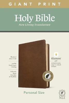 NLT Personal Size Giant Print Bible, Filament Enabled Edition (Red Letter, Leatherlike, Rustic Brown, Indexed) - Tyndale