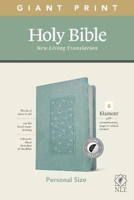 NLT Personal Size Giant Print Bible, Filament Enabled Edition (Red Letter, Leatherlike, Floral Frame Teal, Indexed) - Tyndale