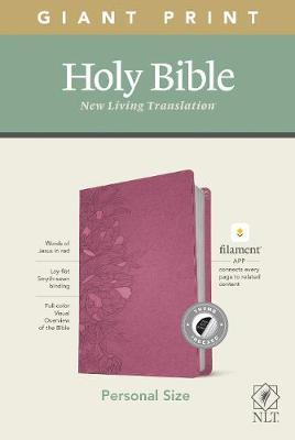 NLT Personal Size Giant Print Bible, Filament Enabled Edition (Red Letter, Leatherlike, Peony Pink, Indexed) - Tyndale