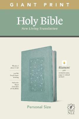 NLT Personal Size Giant Print Bible, Filament Enabled Edition (Red Letter, Leatherlike, Floral Frame Teal) - Tyndale