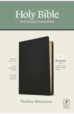 Coperta cărții 'NLT Thinline Reference Bible, Filament Enabled Edition (Red Letter, Genuine Leather, Black) - Tyndale'