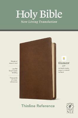 NLT Thinline Reference Bible, Filament Enabled Edition (Red Letter, Leatherlike, Rustic Brown) - Tyndale