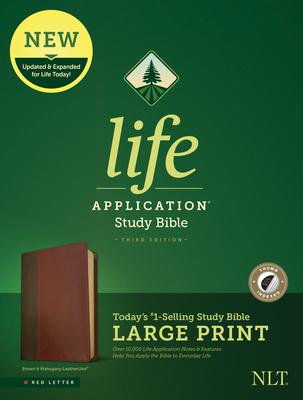 NLT Life Application Study Bible, Third Edition, Large Print (Red Letter, Leatherlike, Brown/Tan, Indexed) - Tyndale