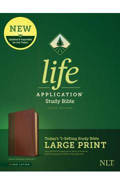 Poza produsului NLT Life Application Study Bible, Third Edition, Large Print (Red Letter, Leatherlike, Brown/Tan) - Tyndale