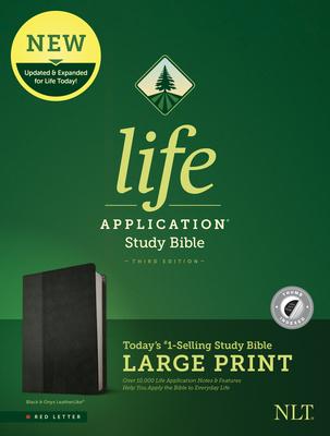 NLT Life Application Study Bible, Third Edition, Large Print (Leatherlike, Black/Onyx, Indexed) - Tyndale