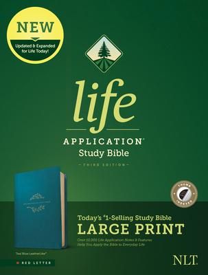 NLT Life Application Study Bible, Third Edition, Large Print (Leatherlike, Teal Blue, Indexed) - Tyndale