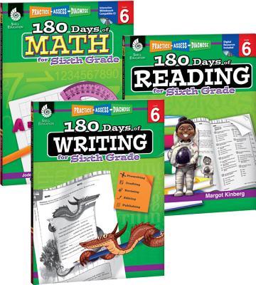 180 Days of Reading, Writing and Math for Sixth Grade 3-Book Set - Margot Kinberg