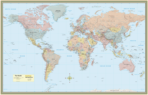 World Map Poster (32 X 50 Inches) - Paper: - A Quickstudy Reference - Mapping Specialists