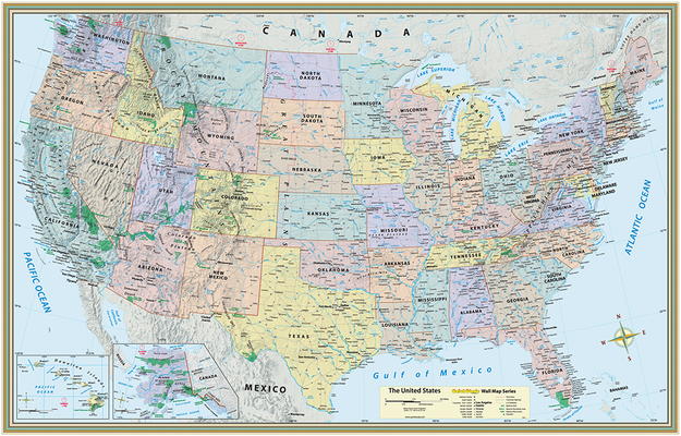 U.S. Map Poster (32 X 50 Inches) - Laminated: - A Quickstudy Reference - Mapping Specialists