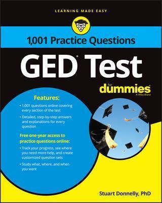 Coperta cărții 'GED Test: 1,001 Practice Questions for Dummies - Stuart Donnelly'
