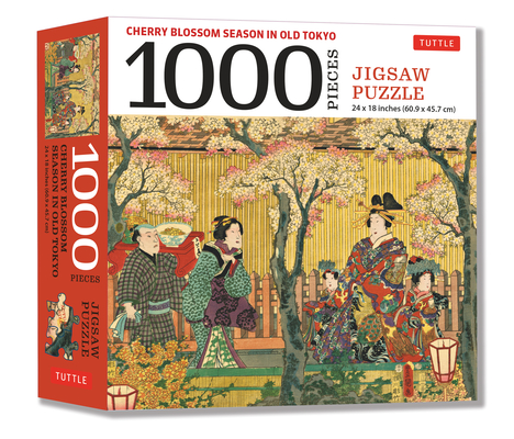 Cherry Blossom Season in Old Tokyo- 1000 Piece Jigsaw Puzzle: Woodblock Print by Utagawa Kunisada (Finished Size 24 in X 18 In) - Tuttle Publishing