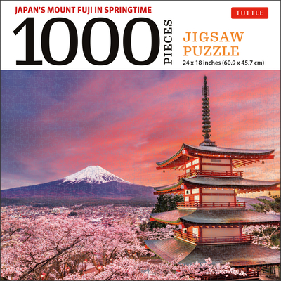 Japan's Mount Fuji in Springtime- 1000 Piece Jigsaw Puzzle: Snowcapped Mount Fuji and Chureito Pagoda in Springtime (Finished Size 24 in X 18 In) - Tuttle Publishing
