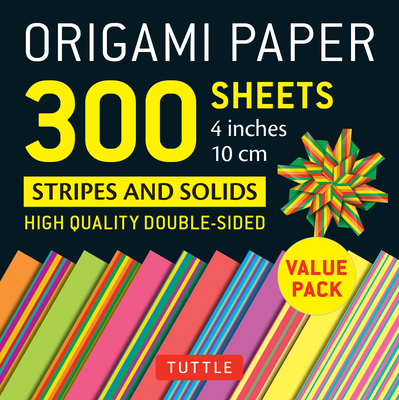 Origami Paper 300 Sheets Stripes and Solids 4 (10 CM): Tuttle Origami Paper: High-Quality Double-Sided Origami Sheets Printed with 12 Different Design - Tuttle Publishing