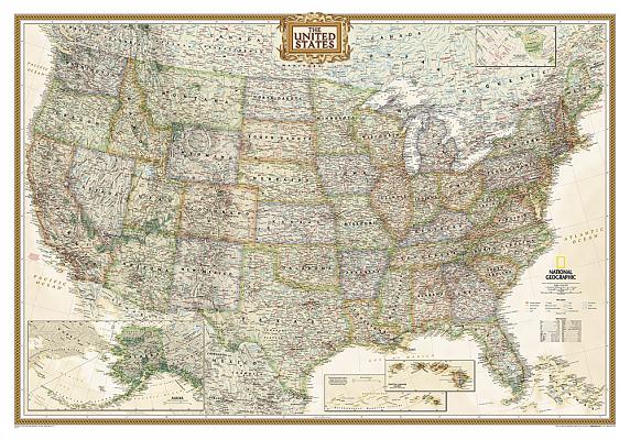 National Geographic: United States Executive Wall Map (43.5 X 30.5 Inches) - National Geographic Maps