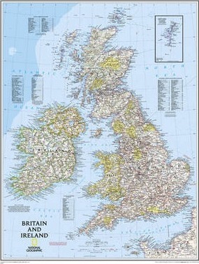 National Geographic: Britain and Ireland Classic Wall Map (23.5 X 30.25 Inches) - National Geographic Maps