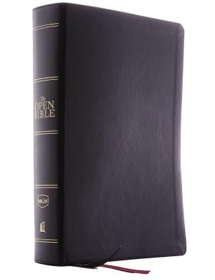 The NKJV, Open Bible, Imitation Leather, Black, Red Letter Edition, Comfort Print: Complete Reference System - Thomas Nelson