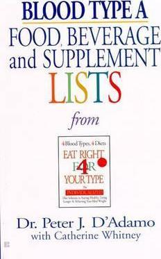 Blood Type a Food, Beverage and Supplement Lists - Peter J. Dr D'adamo