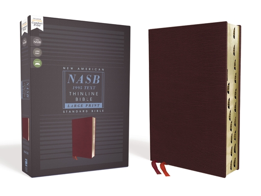 Nasb, Thinline Bible, Large Print, Bonded Leather, Burgundy, Red Letter Edition, 1995 Text, Thumb Indexed, Comfort Print - Zondervan