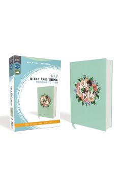 Poza produsului Niv, Bible for Teens, Thinline Edition, Cloth Over Board, Floral, Red Letter Edition, Comfort Print - Zondervan