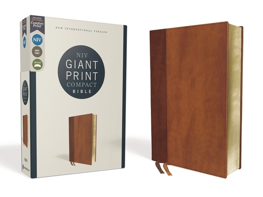 Niv, Giant Print Compact Bible, Leathersoft, Brown, Red Letter Edition, Comfort Print - Zondervan