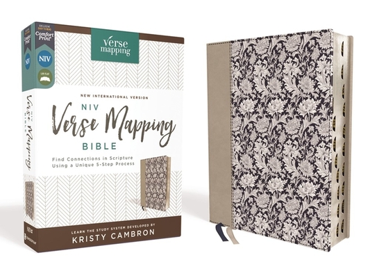 Niv, Verse Mapping Bible, Leathersoft, Navy Floral, Thumb Indexed, Comfort Print: Find Connections in Scripture Using a Unique 5-Step Process - Kristy Cambron