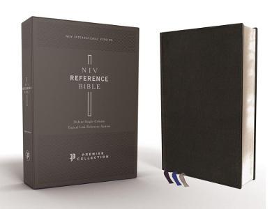Niv, Reference Bible, Deluxe Single-Column, Premium Leather, Goatskin, Black, Premier Collection, Comfort Print - Zondervan