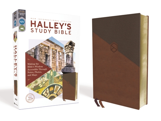 Niv, Halley's Study Bible, Leathersoft, Brown, Red Letter Edition, Comfort Print: Making the Bible's Wisdom Accessible Through Notes, Photos, and Maps - Henry H. Halley