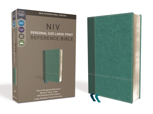 NIV, Personal Size Reference Bible, Large Print, Imitation Leather, Blue, Red Letter Edition, Comfort Print - Zondervan