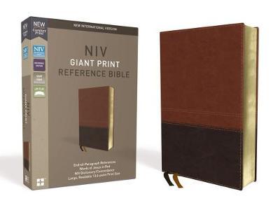 NIV, Reference Bible, Giant Print, Imitation Leather, Brown, Red Letter Edition, Comfort Print - Zondervan