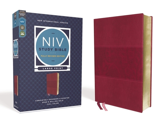 NIV Study Bible, Fully Revised Edition, Large Print, Leathersoft, Burgundy, Red Letter, Comfort Print - Kenneth L. Barker