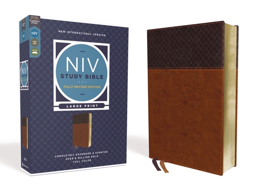 NIV Study Bible, Fully Revised Edition, Large Print, Leathersoft, Brown, Red Letter, Comfort Print - Kenneth L. Barker