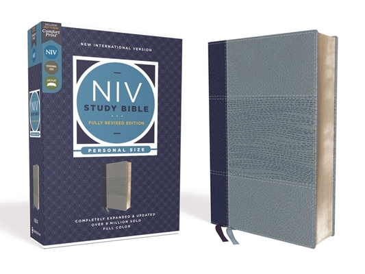 NIV Study Bible, Fully Revised Edition, Personal Size, Leathersoft, Navy/Blue, Red Letter, Comfort Print - Kenneth L. Barker
