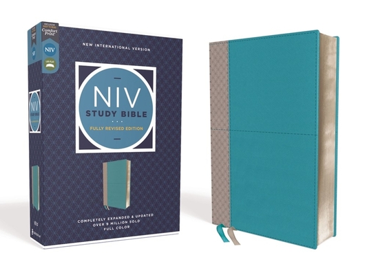 NIV Study Bible, Fully Revised Edition, Leathersoft, Teal/Gray, Red Letter, Comfort Print - Kenneth L. Barker