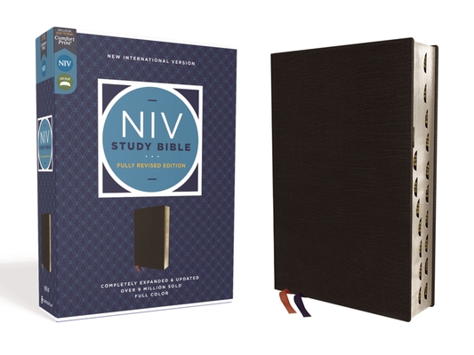 NIV Study Bible, Fully Revised Edition, Bonded Leather, Black, Red Letter, Thumb Indexed, Comfort Print - Kenneth L. Barker