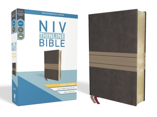 NIV, Thinline Bible, Giant Print, Imitation Leather, Brown/Tan, Red Letter Edition - Zondervan