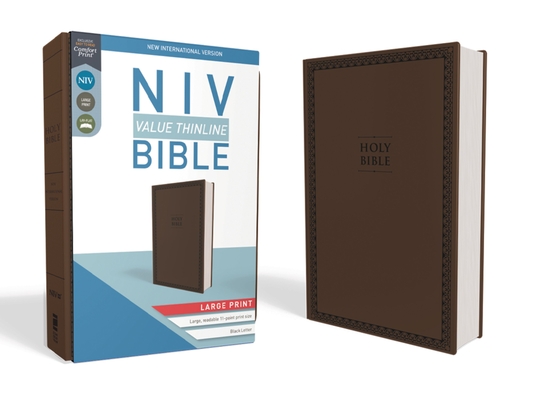 NIV, Value Thinline Bible, Large Print, Imitation Leather, Brown - Zondervan