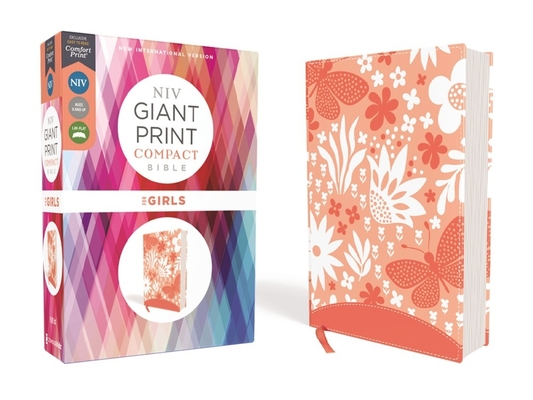 Niv, Giant Print Compact Bible for Girls, Leathersoft, Coral, Red Letter Edition, Comfort Print - Zondervan