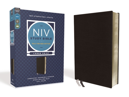 NIV Study Bible, Fully Revised Edition, Large Print, Bonded Leather, Black, Red Letter, Comfort Print - Kenneth L. Barker
