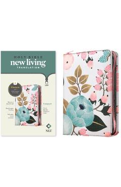 NLT Compact Zipper Bible, Filament Enabled Edition (Red Letter, Cloth, Floral Garden) - Tyndale