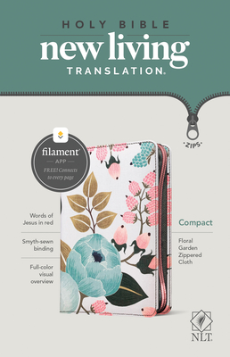 NLT Compact Zipper Bible, Filament Enabled Edition (Red Letter, Cloth, Floral Garden) - Tyndale