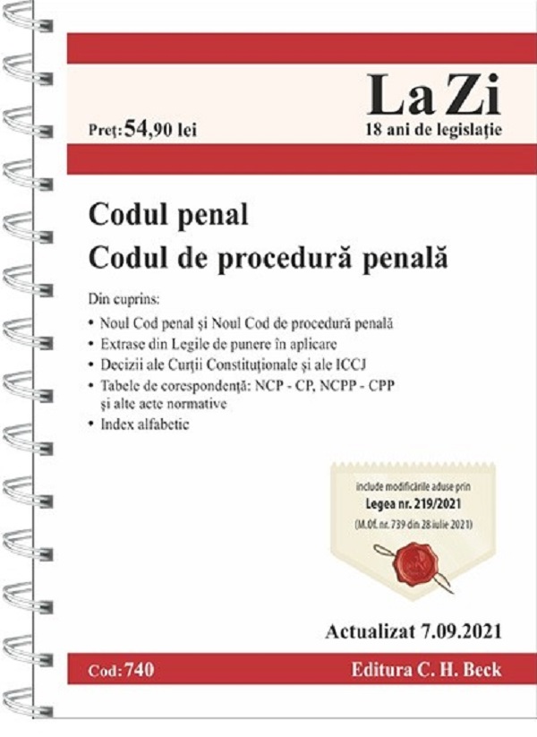 Codul penal. Codul de procedura penala Act. 7.09.2021