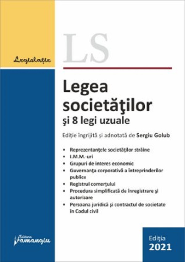 Legea societatilor si 8 legi uzuale Act.5 septembrie 2021