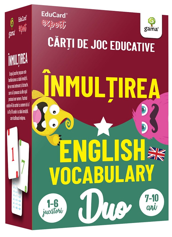 Inmultirea. English Vocabulary. Carti de joc educativ