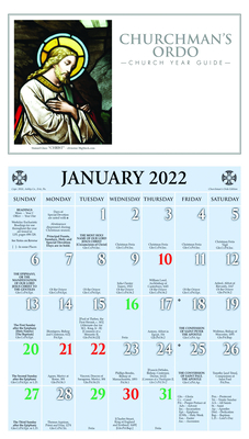 2022 Churchman's Ordo Kalendar: 12 Months, January 2022-December 2022 - Ashby Company