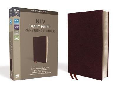 NIV, Reference Bible, Giant Print, Bonded Leather, Burgundy, Red Letter Edition, Comfort Print - Zondervan